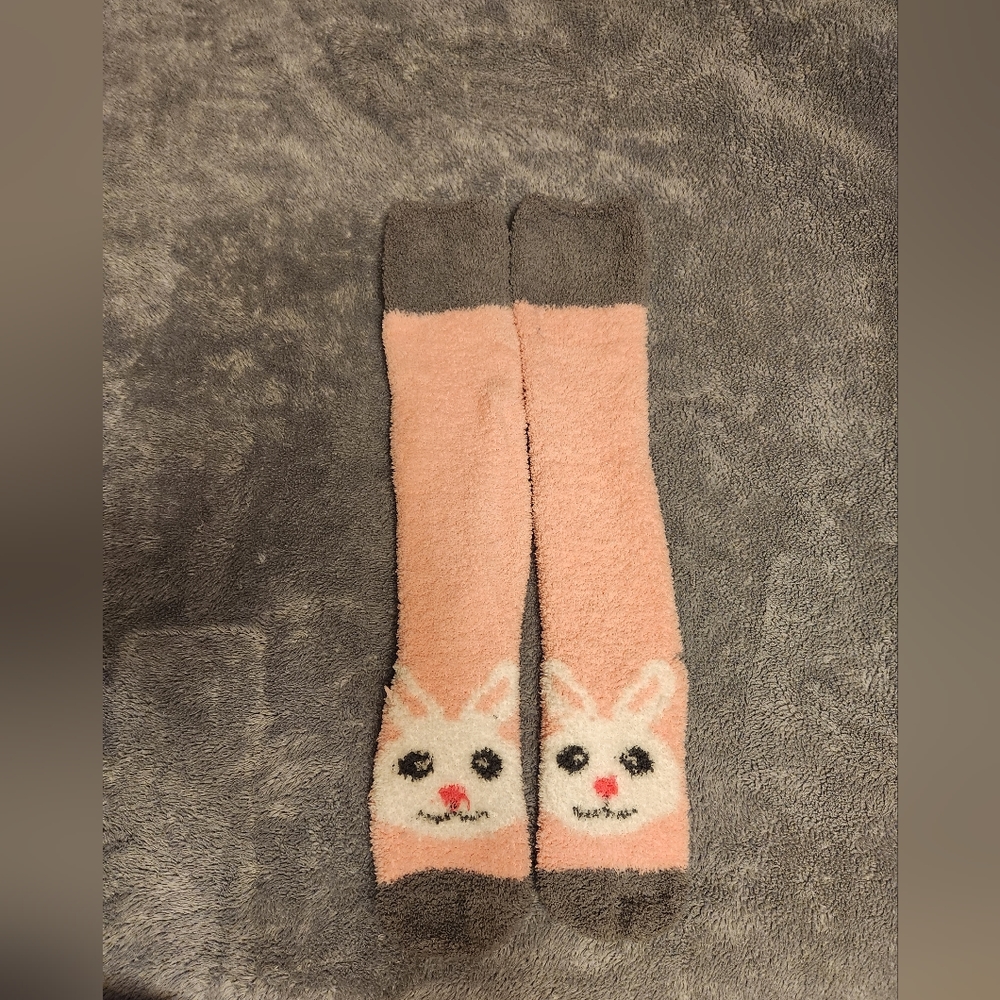 Fuzzy Knee High Bunny Socks